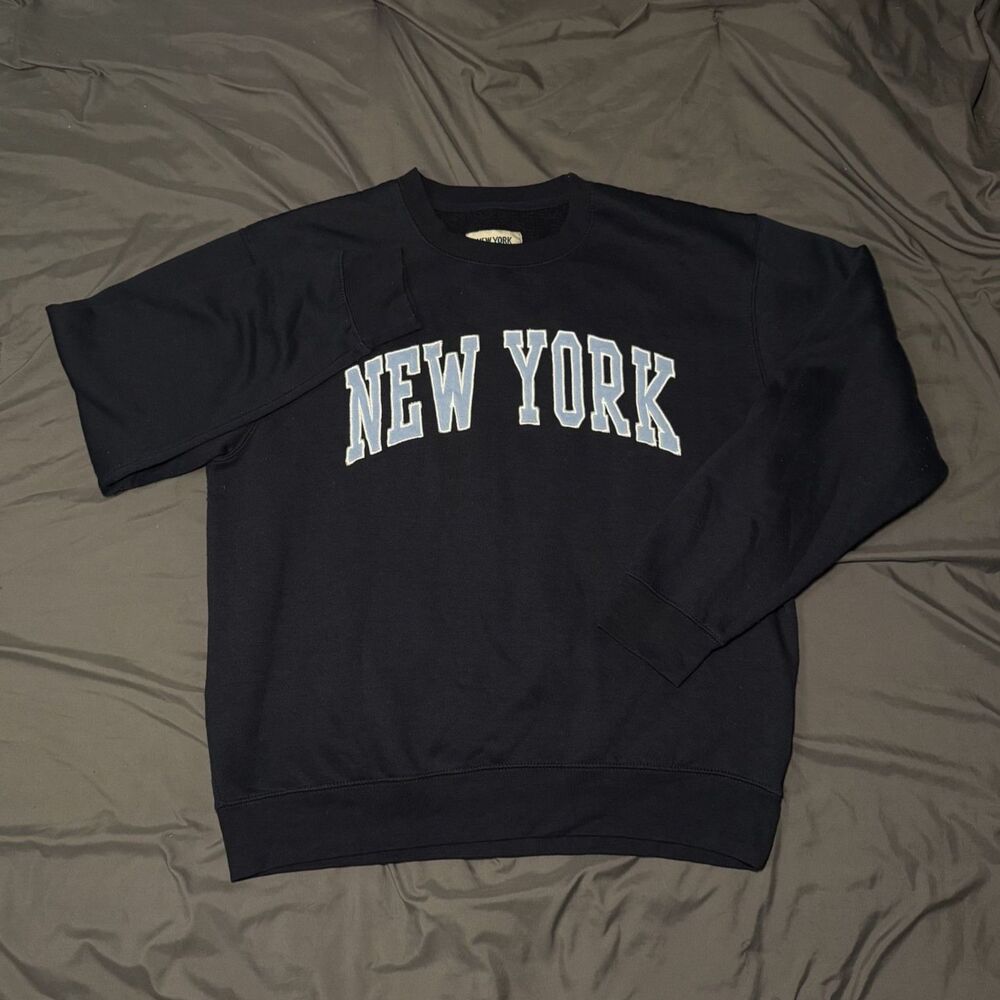New York Popular Embroidered Crewneck Sweatshirt Size XL Navy NY Varsity